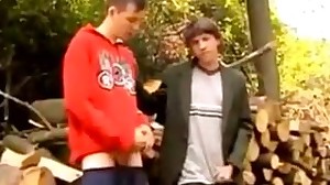 Nasty twinks stroking absent outdoors