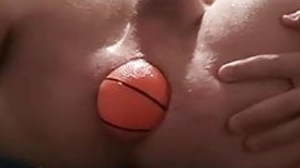 men pushes Ball out withdraw his ass