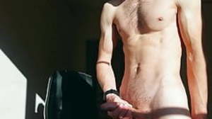 I jerked off my big cock for the pioneering year,