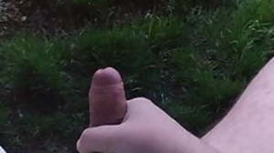 Evening park bench cumshot