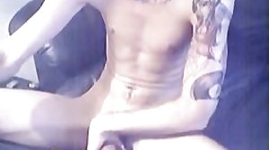 Anonymous tattooed bf jerking off