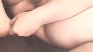 Fat boy plays with huge dildo and puts water