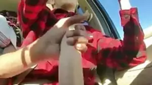 Car handjob jerks