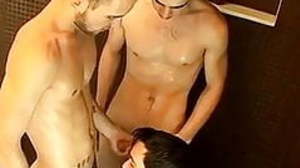 Shower time with three twink turns into hot
