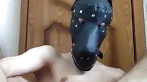 Sexy young puppy fists himself and pushing out