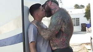Backyard raw doggy style fucking between stepdad