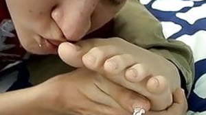 Adorable twinks do some worshiping before rough