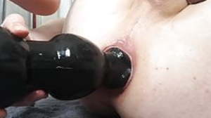 Twink Pulls Parts Huge Anal Plug and Gapes 2