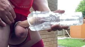 Wanking with my new toy and pantyhose