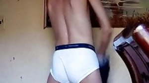 Twink Faggot teases roughly tighty whities