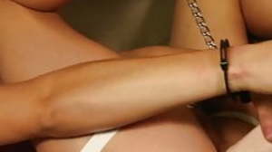 Chained BDSM twink fits pompously dildos inside