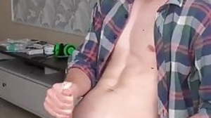 Cute horny boy twink handjob