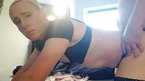 sissy-transvestite fucked bare and spanked by