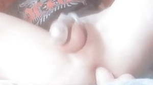Twink boy play with respect to dildo in chastity