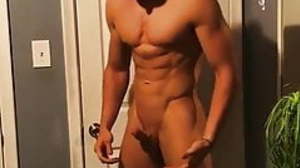 handsome smooth guy jerking off