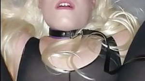crossdresser sissy slut with collar fucked bare by