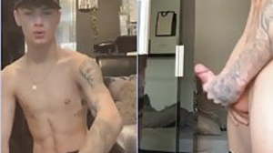 Skinny tattooed guy jerking tiktok