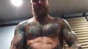 tatted bearded tissue daddy pumps out a load