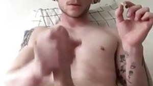 guy jerking nice cock and balls