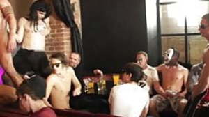 Hunky inked euro barebacked during dealings party