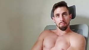 Sexy dude huge dick jerking slew of cum