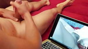 Masturbation while porn-watching, bbw-girls, cum
