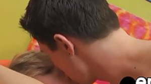 Young men Tory Andrews and Dustin Hawthorne having