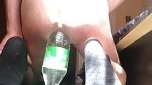 nice cumshot during big bottle anal insertion