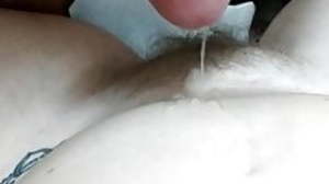 Cumshot on Virgin hairy Pussy