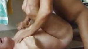Silver daddy being fucked by younger friend