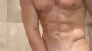 Sexy blond fro hot shower