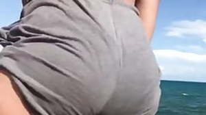 Sexy twink twerking bubble ass at a beach