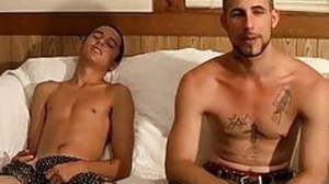 Tattooed straight thugs jerking off and cumming