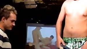 Horny twinks swap untidy blowjobs ending with jizz