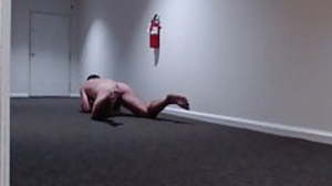 Totally naked in hotel hallway cumming in sex toy