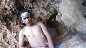 Asian boy at the beach