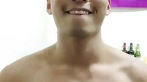 cute asian twink JO off camera with a big splash