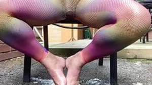 Outdoor peeing and cumshot on my feet