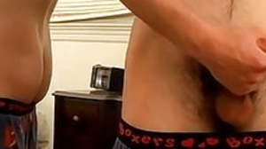 Tattooed young gay Axe convulsive off his chunky