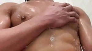 Hot Asian guy muscle worship in the shower