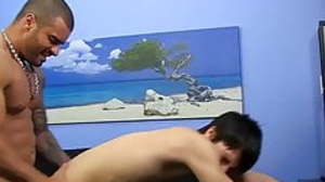 Anal sex with bald bodybuilder with tats and blue