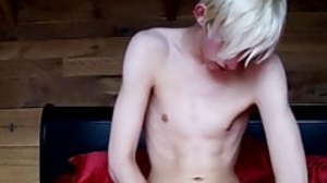 Skinny blonde twink Erik Tribold stroking his