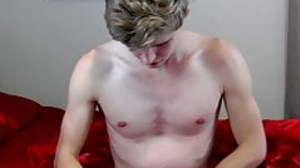 Young gay Cal Kennedy stuffing dildo and solo