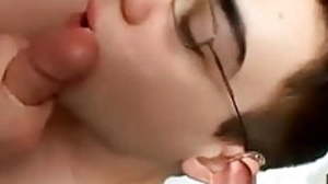 Boys with glasses sucking an eat cum