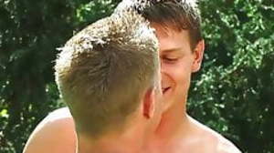 Twinks deepthroat each other before spitroast