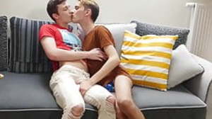Skinny young gay Maksym King blows dick and