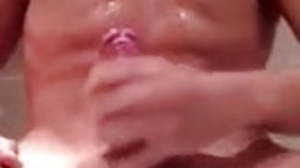 Oiled hard cock solo boy jizzes big albatross on