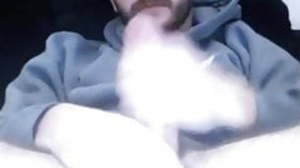 Hot young bearded guy edges huge hung big dick