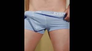 Skimpy my big hard uncut cock out of boxer briefs