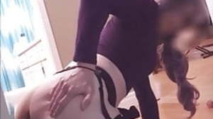 Sissy plays with her ass and rides dildo